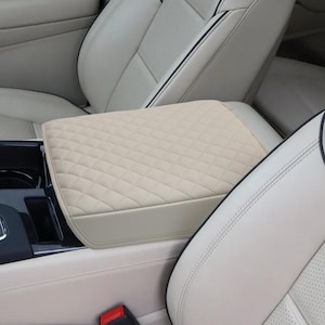 Fits Cadillac Escalade 2021-2025 Vinyl Leather Center Console Lid Armrest Cover Pad Car Pet Cushion Protector Anti-Scratch KBH Off White