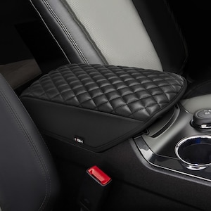Fit Ford Explorer 2011-2019 Leather Middle Center Console Lid Armrest Covering Pad Cushion Protector Custom Interiors Pet Anti-Scratch Black