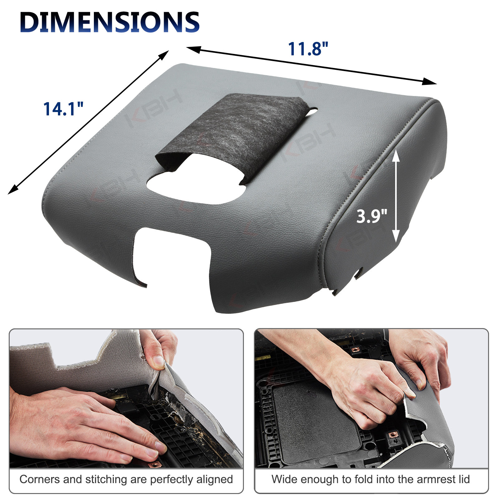 Armrest Lid Cover Console Lid Armrest Cover For Chevy Silverado/GMC Sierra 2014-2018 | Black Leather, Gray Stitching Trunk Lids & Parts For Chevrolet Silverado 1500 - Foto 9