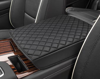 Fits Cadillac Escalade 2021-2026 Vinyl Leather Center Console Lid Armrest Cover Pad Car Pet Cushion Protector Anti-Scratch KBH Black