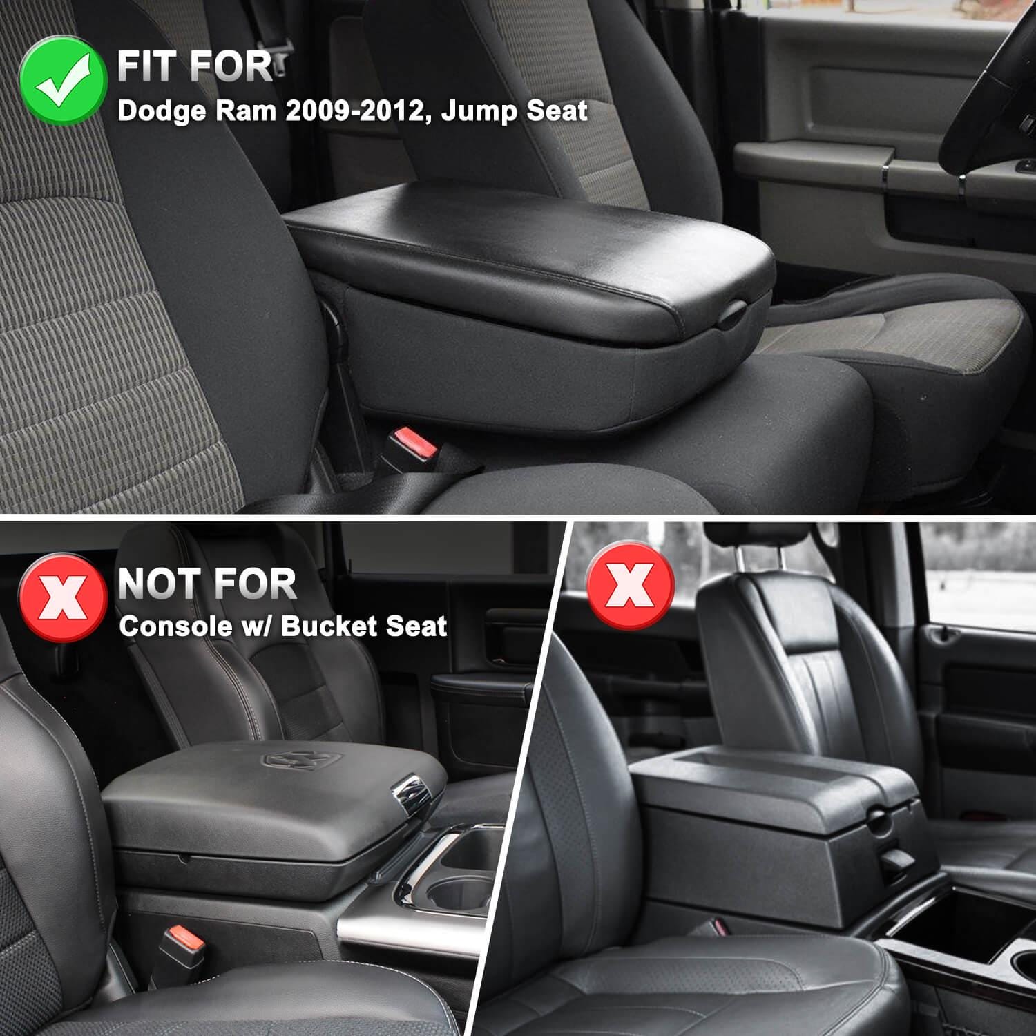 Leather Console Lid Cover For 2002-2008 Dodge Ram 2500 - Microfiber Leather, Black 1 thumbnail image