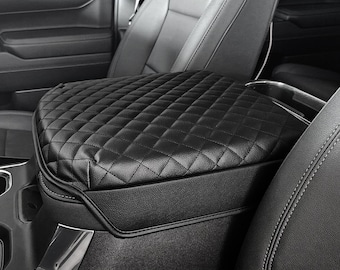 Fits 2021-2026 GMC Yukon Bucket Seat PU Leather Center Console Lid Middle Armrest Cover Pad Cushion Protector Custom Anti-Scratch KBH Black