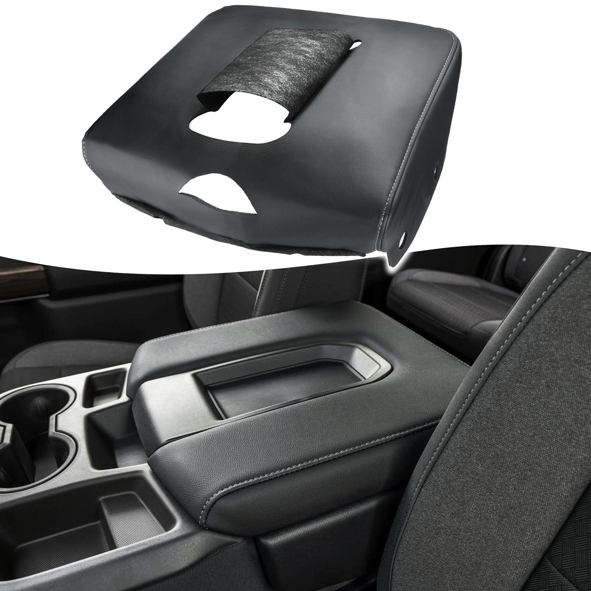 Passend für GMC Sierra 2019-2024 Jump Seat Leder Mittelkonsole Deckel  Armlehne Ersetzen Sie die Polsterung Anti-Scratch KBH Grey Stitch - .de