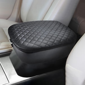 Fits Cadillac Escalade 2007-2014 Vinyl Leather Center Console Lid Armrest Cover Protector Pad Cushion Auto Car Interior Anti-Scratch Black