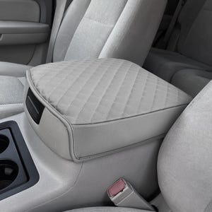 Fits GMC Sierra Yukon 1500 2500 3500 2007-2014 Bucket Seat Middle Console Lid Arm Rest Covering Leather Cushion Pad Pet Anti-Scratch Gray