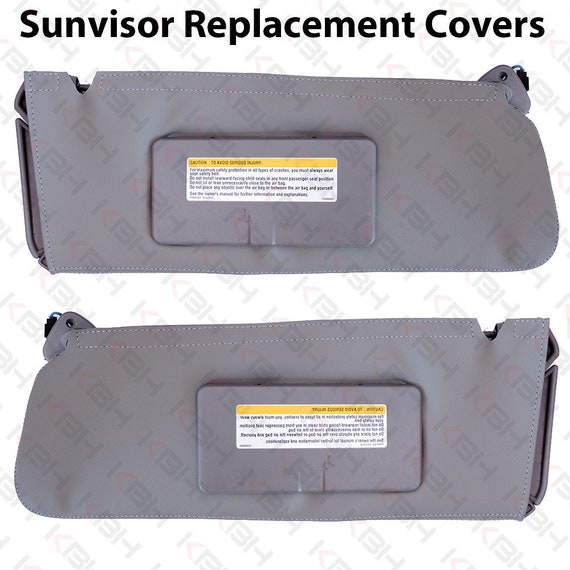 Zoom Grey Leather Sun Visor Cover Skin For Chevy Tahoe, Suburban, GMC Yukon (1995-1999) | Easy Install
