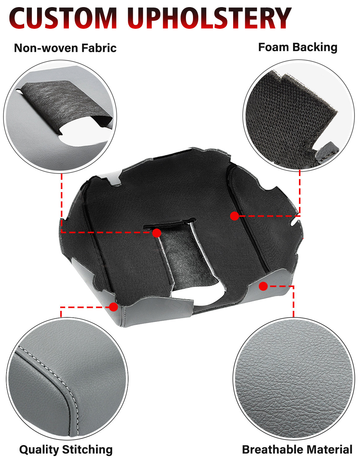 Armrest Lid Cover Console Lid Armrest Cover For Chevy Silverado/GMC Sierra 2014-2018 | Black Leather, Gray Stitching Trunk Lids & Parts For Chevrolet Silverado 1500 - Foto 6