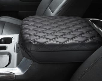 Housse Accoudoir Console Centrale Chevy Silverado/GMC Sierra 2014-2018 – Noir, Coutures Noires
