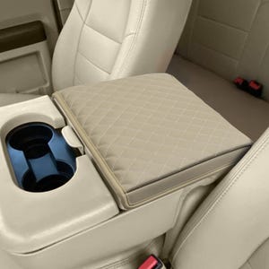 Fit Ford F-250 F-350 Jump Seat 1999-2010 Center Console Lid Armrest Cover Cushion Pad Protector Custom Interiors Anti-Scratch Beige Tan KBH