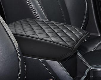 Fits Subaru Forester 2019-2025 Center Console Lid Armrest Cover - Black Vinyl Faux Leather - Diamond Quilted Protective Anti-Scratch by KBH
