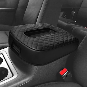 Fits Chevy Suburban Tahoe GMC Yokun 2007-2014 Leather Center Console Lid Armrest Cover Pad Cushion Protector Custom Pet Anti-Scratch Black