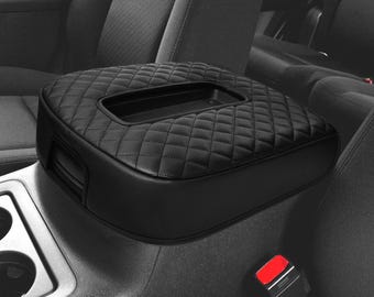 Fits Chevy Suburban Tahoe GMC Yokun 2007-2014 Leather Center Console Lid Armrest Cover Pad Cushion Protector Custom Pet Anti-Scratch Black