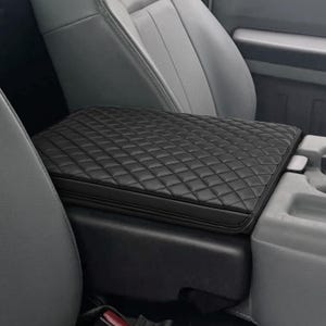 Custom Fit 2011-2016 Ford F250 F350 F450 Super Duty Jump Seat Center Console Lid Armrest Cover Pad Protector Leather Anti-Scratch Black