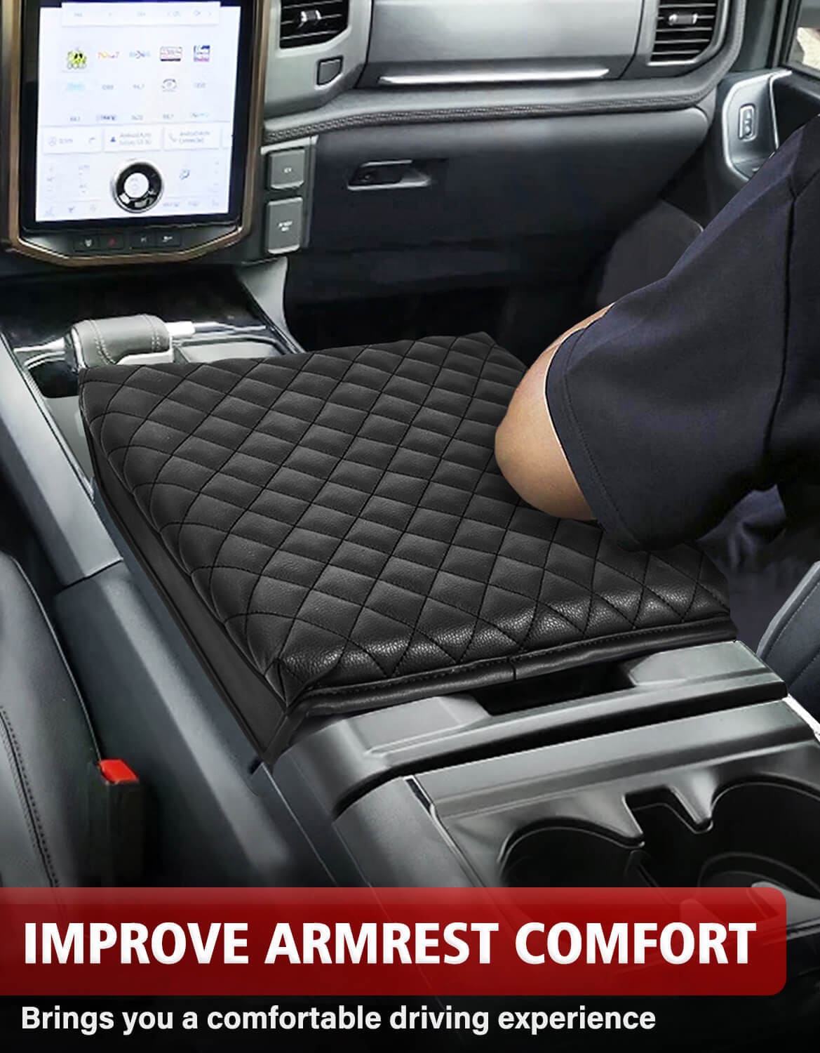 Neoprene Center Console Cover For F150 2021-2024 - Protective Armrest Cover For Bucket Seat Consoles