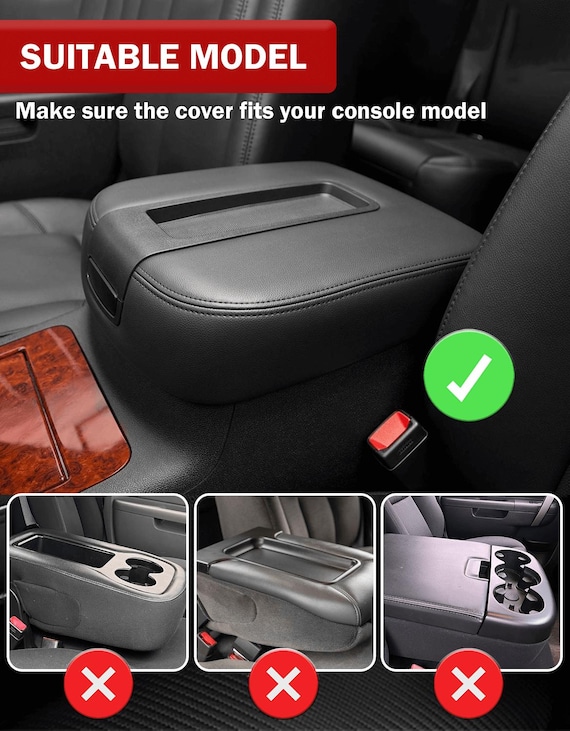 Vehicle Console Repair Armrest Cover For Chevy GMC Trailblazer - Replacement Lid Kit In Black PU Leather Center Console