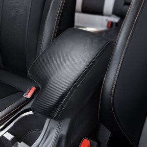 Fits Subaru Crosstrek 2018-2023 Leather Center Console Lid Middle Armrest Slip-on Cover Replacement Trim Anti-Scratch Protector Carbon Fiber
