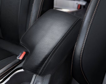 Fits Subaru Crosstrek 2018-2023 Leather Center Console Lid Middle Armrest Slip-on Cover Replacement Trim Anti-Scratch Protector Carbon Fiber