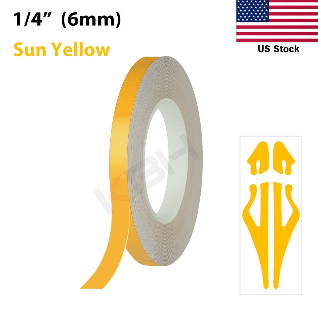 SUN YELLOW Roll Vinyl Pinstriping Pin Stripe Self Adhesive Coach Line Car  Tape Decal Stickers Crafts 1/8 1/6 1/4 3/8 1/2 3/4 1 