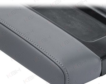 Soillar Console Lid Armrest Cover For Chevy Silverado GMC Sierra 2014-18 – Gray Stitch