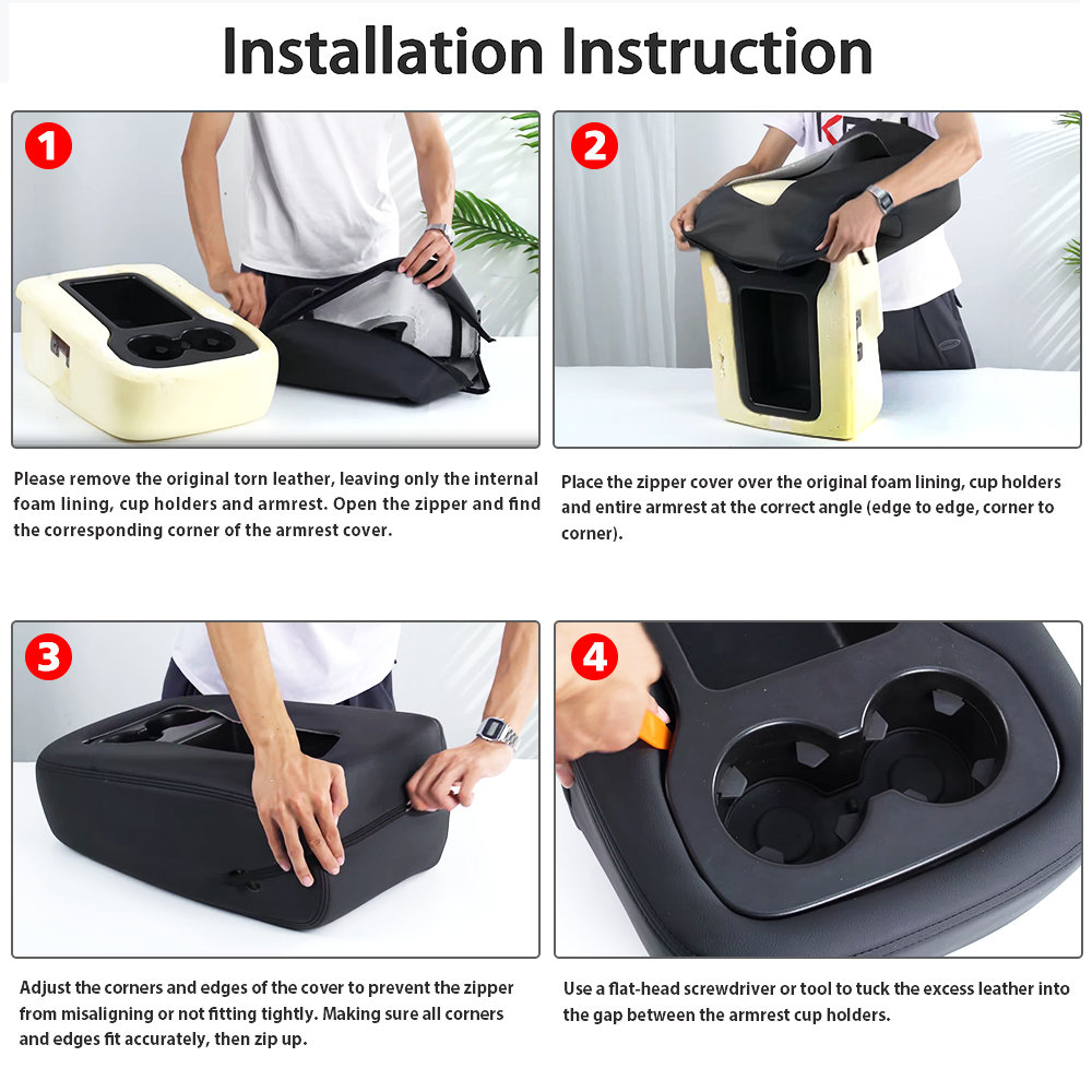 Fit 2007-14 13 Silverado 1500 2500 3500 Jump Seat Console Armrest Cover Leather - Foto 5