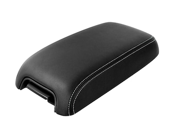 Fits Dodge Charger 2011-2018 Black Vinyl Leather Center Console Lid Armrest Cover Auto Car Interior Upholstery Replacement Trim Gray Stitch