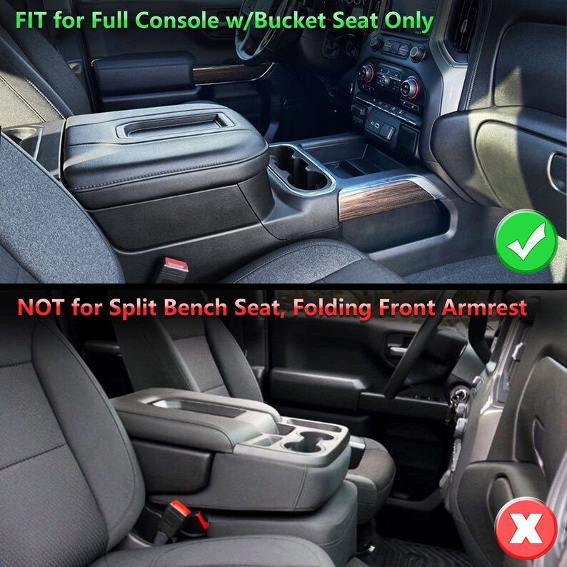 Split Front Fold Card Fits 2019-2026 Chevy Silverado GMC Sierra Bucket Seat PU Leather Center ...