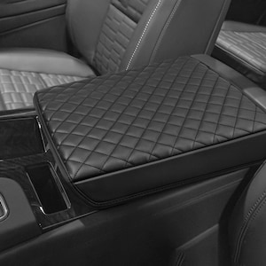 Fits Cadillac Escalade 2021-2025 Vinyl Leather Center Console Lid Armrest Cover Pad Car Pet Cushion Protector Anti-Scratch KBH Black