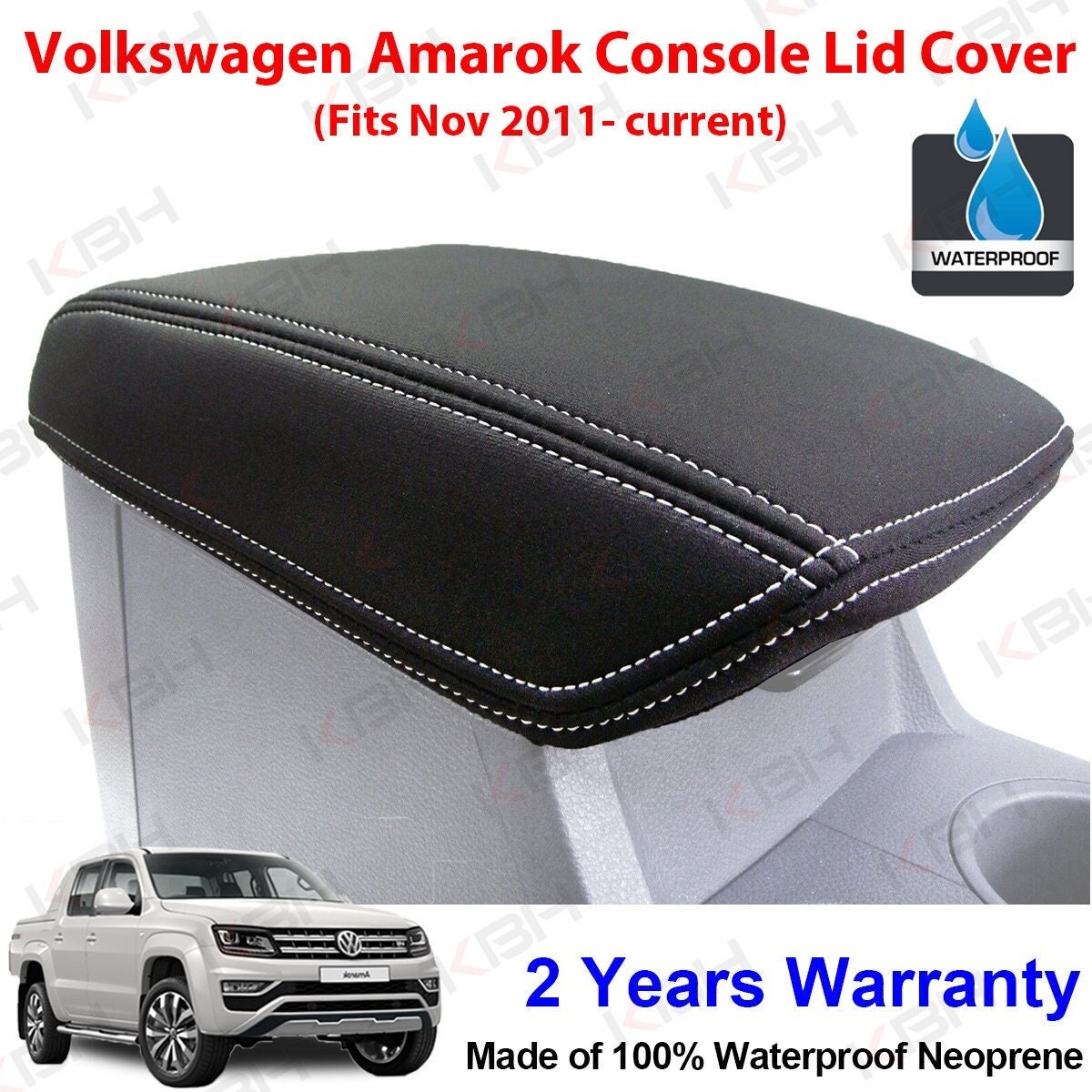 Fits VW Volkswagen Amarok 2011-2021 Center Console Lid Armrest Cover  Neoprene Wetsuit Waterproof Anti-scratch Protector Accessories Black 