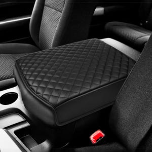 Fits Toyota Sequoia 2008-2022 PU Leather Middle Center Console Lid Armrest Covering Pad Cushion Protector Custom Pet Anti-Scratch KBH Black