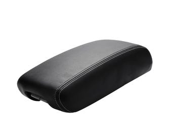 Embellecedor de la tapa del reposabrazos de la consola central para Jeep Grand Cherokee 2011-2019 - Vinilo y cuero negro con costuras grises - Repuesto, tapicería de KBH