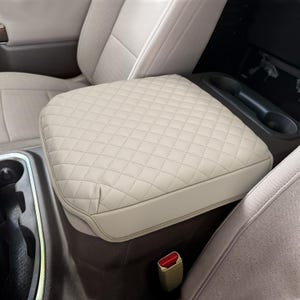 Fits 2019-2025 Chevy Silverado GMC Sierra Bucket Seat Leather Center Console Lid Armrest Cover Pad Cushion Protector Anti-Scratch Off White
