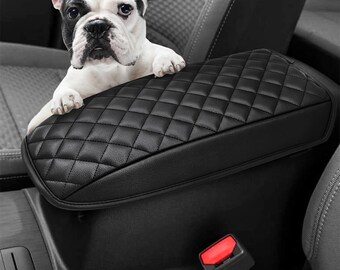 KBH Car Center Console Armrest Cover For 2020-2026 Ford Escape Accessories/2021-2026 Ford Bronco Sport, Leather Middle Console Lid Arm Rest Cushion Pad, Black