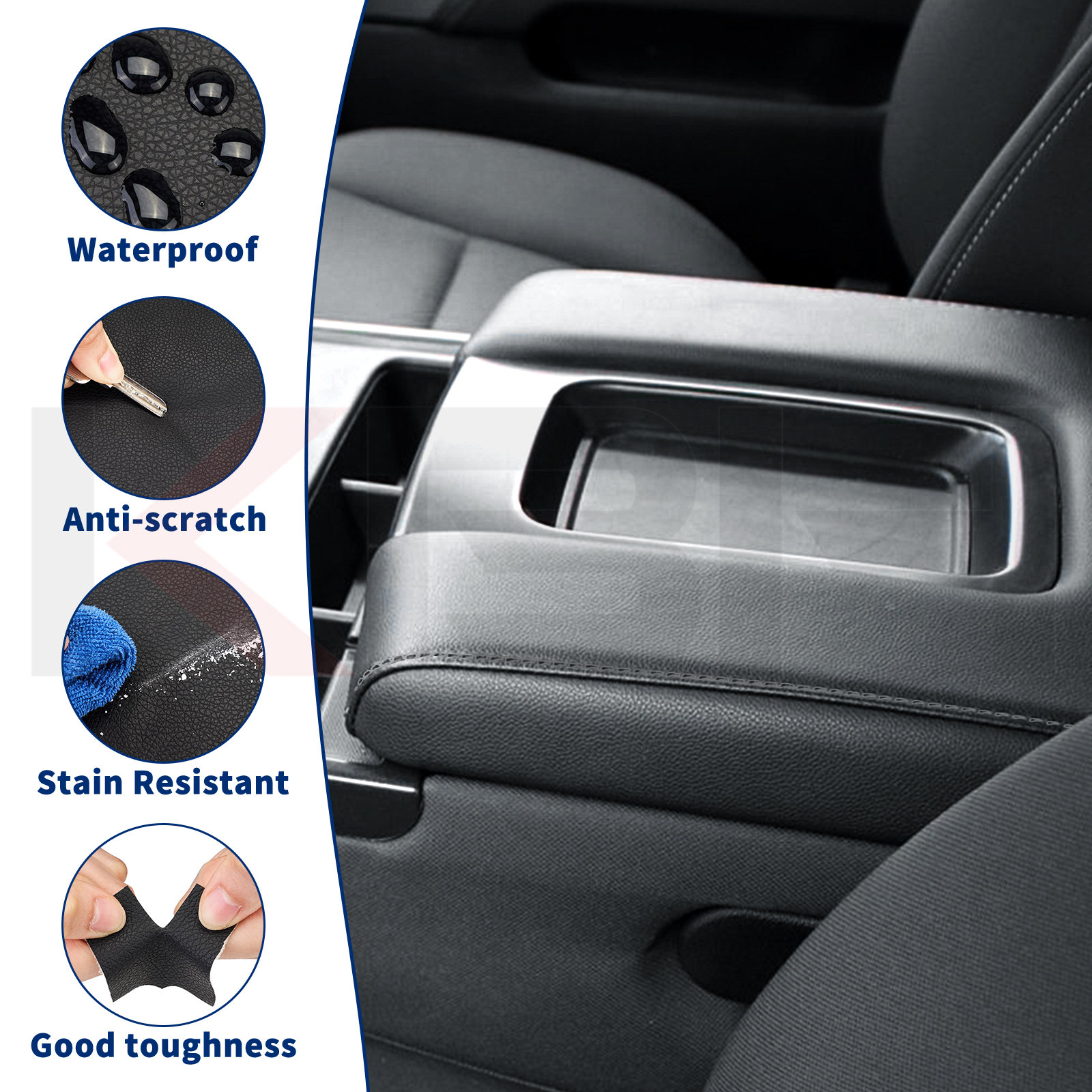 For 2014-2018 Chevy Silverado GMC Sierra 1500 Black Stitch Console Armrest Cover For 2014-2018 Chevy Silverado GMC Sierra 1500 Black Stitch Console Armrest Cover
