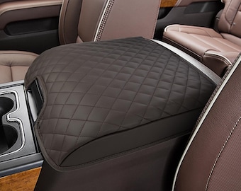 Fits 2014-2018 Chevy Silverado GMC Sierra Bucket Seat Center Console Lid Armrest Covering Pad Cushion Protector - Cocoa Brown by KBH