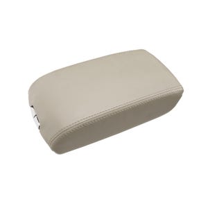 May include: Beige leather center console armrest cover with stitching.