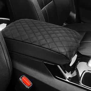 Fit KIA Telluride 2020-2025 Vinly Leather Center Console Lid Armrest Cover Pad Cushion Protector Custom Car Interior Pet Anti-Scratch Black