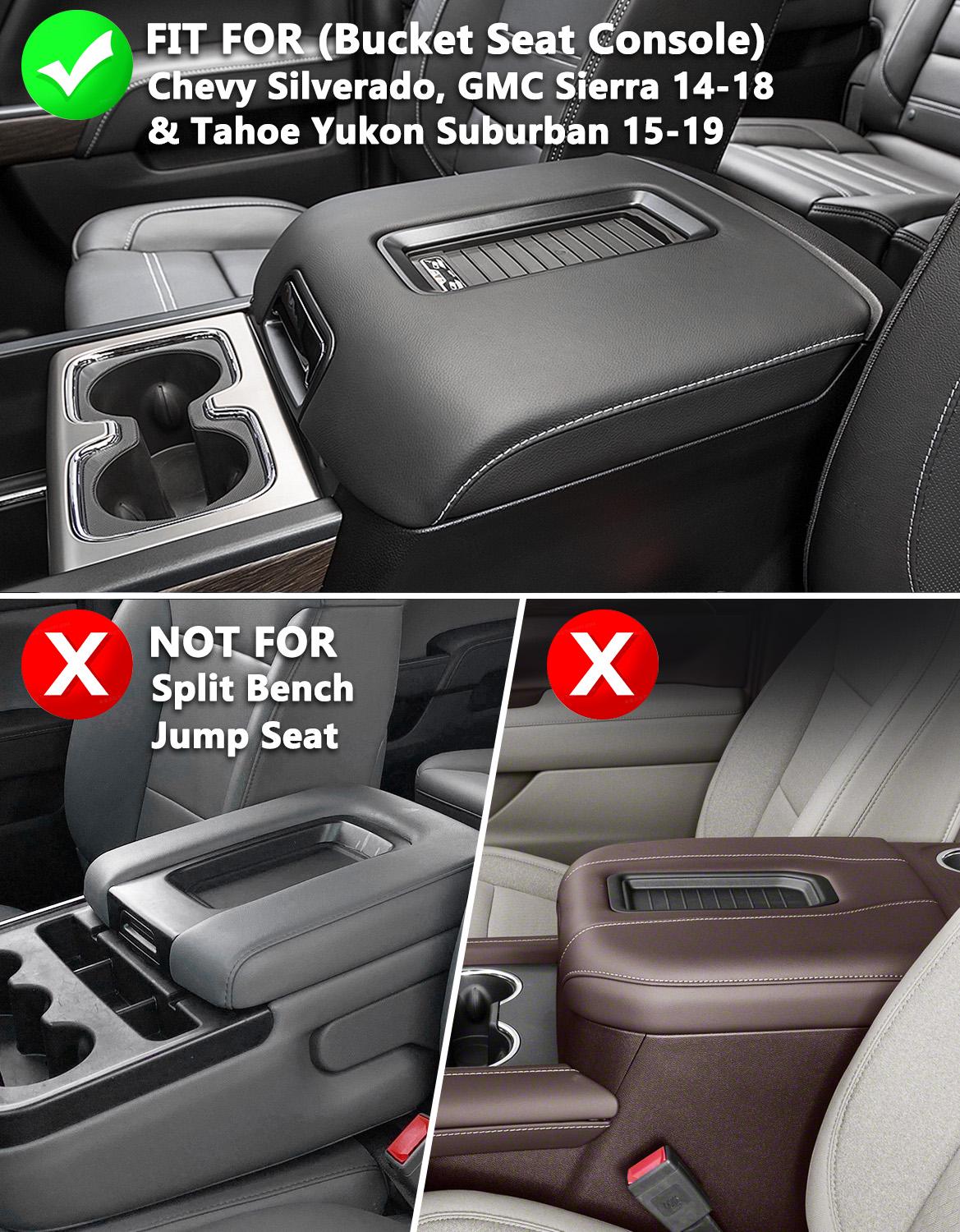 Console Lid Armrest Cover For Chevy Silverado 1500 2500HD 2014-2018 Gray Stitch Console Lid Armrest Cover For Chevy Silverado 1500 2500HD 2014-2018 Gray Stitch