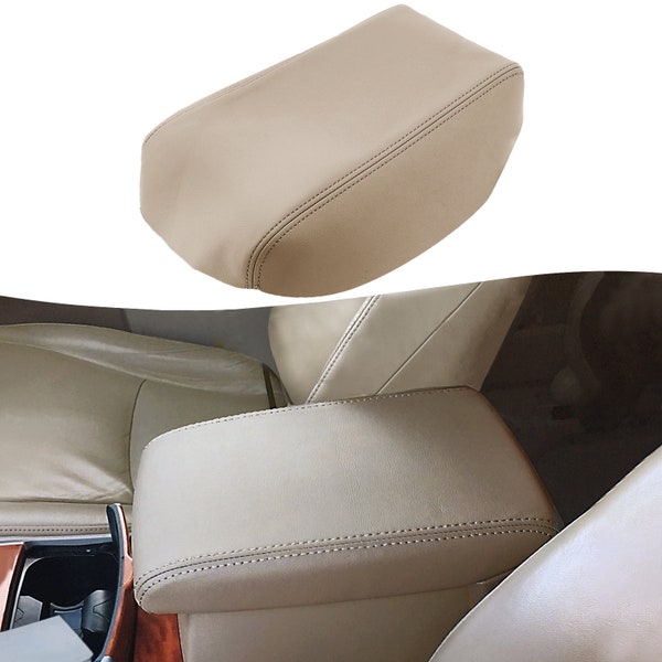 Fits Toyota Highlander 2008-2013 Vinyl Leather Center Console Lid Armrest Cover Auto Car Interior Upholstery Replacement Trim Beige Tan