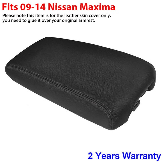 Fits 09-14 Nissan Maxima Black Real Leather Console Lid Armrest Cover Skin 