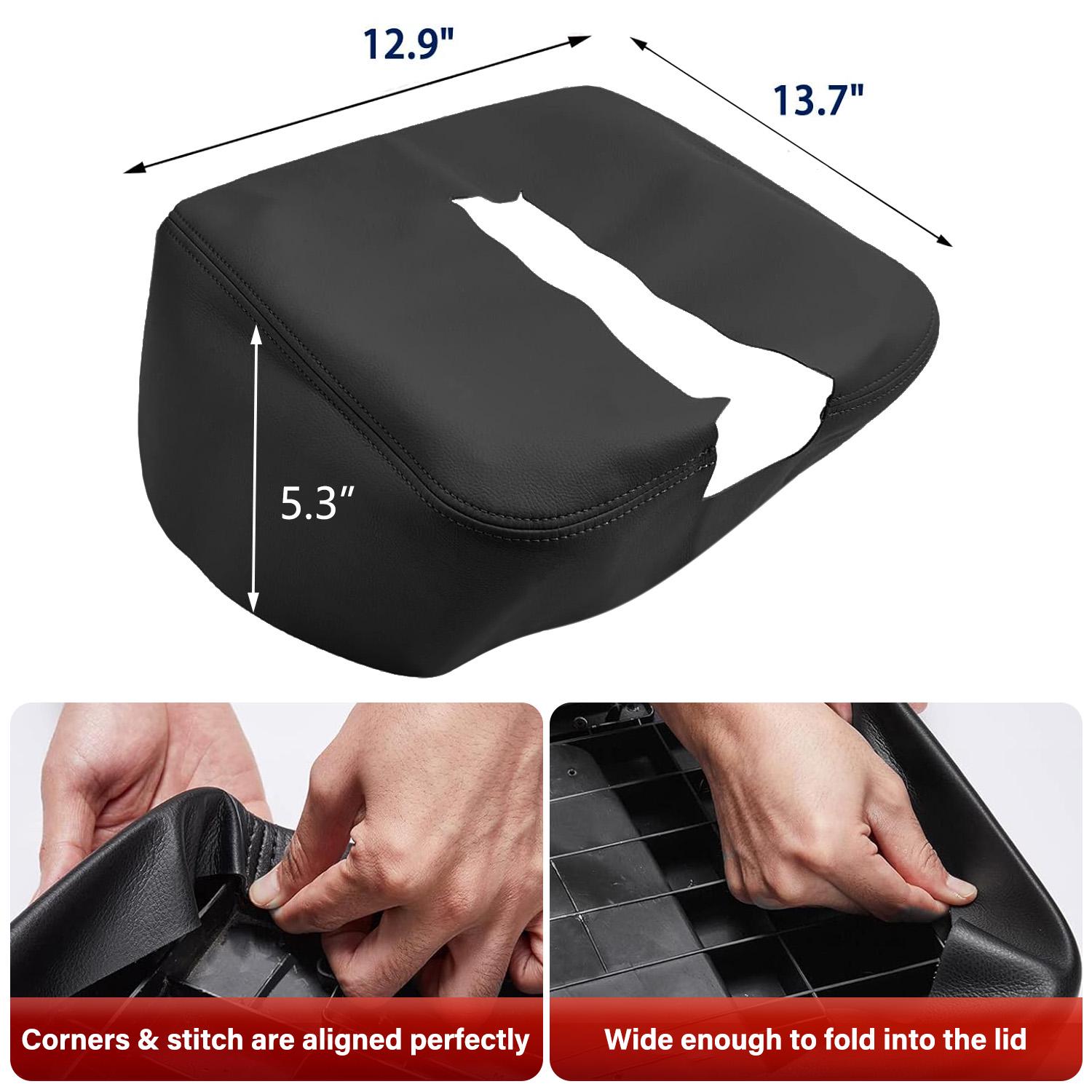 Fit For Chevy Silverado GMC Sierra 07-14 Center Console Lid Armrest Cover Black