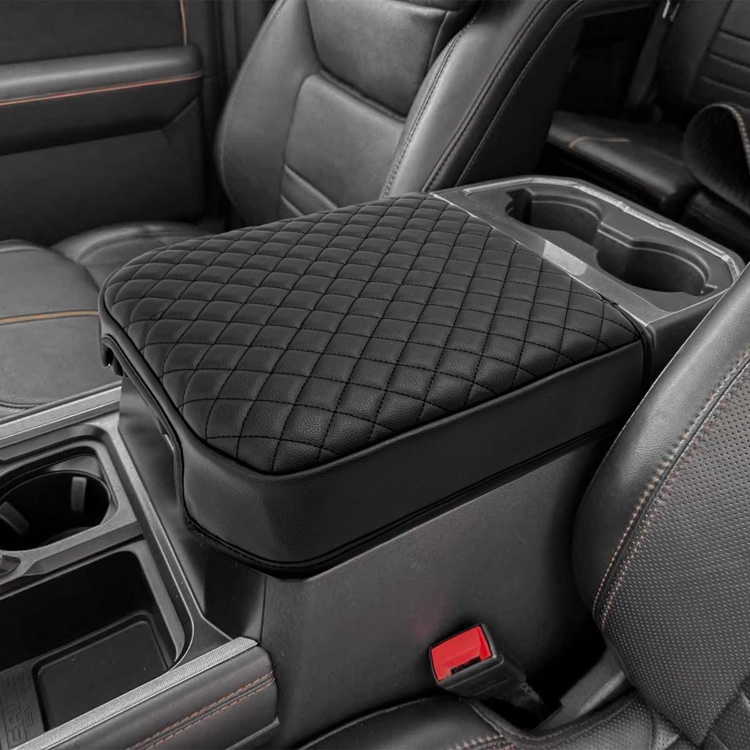 Copertura Bracciolo In Pelle Per Ford F150 2015-2024 E F250/F350/F450 2017-2024 - Console Centrale 40/20/40, Antigraffio