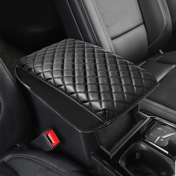 Funda de cuero sintético para consola central de Ford Explorer 2020-2026, reposabrazos, protector de cojín, interior personalizado, antiarañazos, color negro, KBH