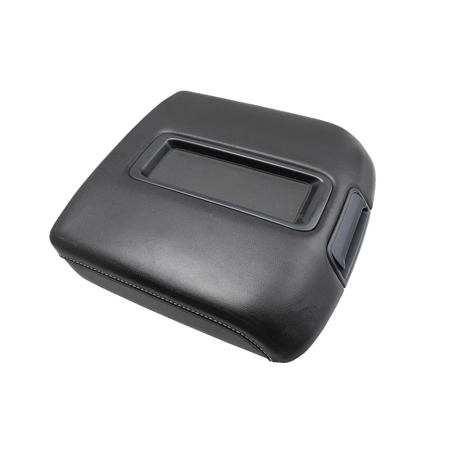 Fits 2014-2018 GMC Sierra 1500 2500 Bucket Seat Leather Center Console Lid Armrest Cover Interior Upholstery Replacement Trim Gray Stitch