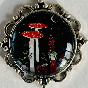 Artistic Pendant, Mushroom and Nude Pendant, Mushroom Jewelry, Nude