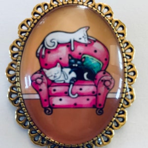 Katzen Napping, Katze Nap Cartoon Zeichnung, Unikat Brosche, Katzen Pin, Katzenliebhaber Geschenk, Katzenschmuck