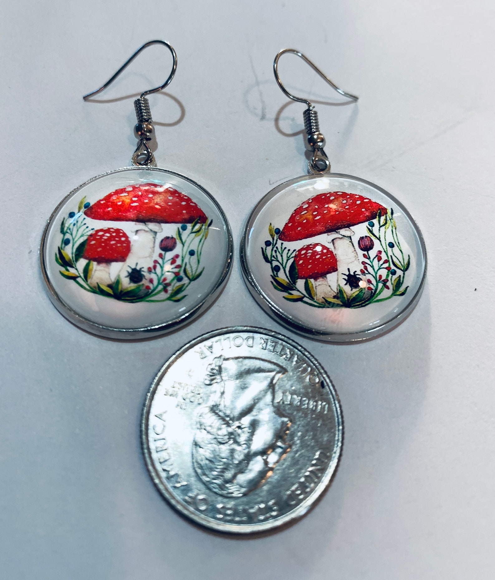 Mushroom Earrings Mushroom Drop Earrings Mushroom Lovers Etsy