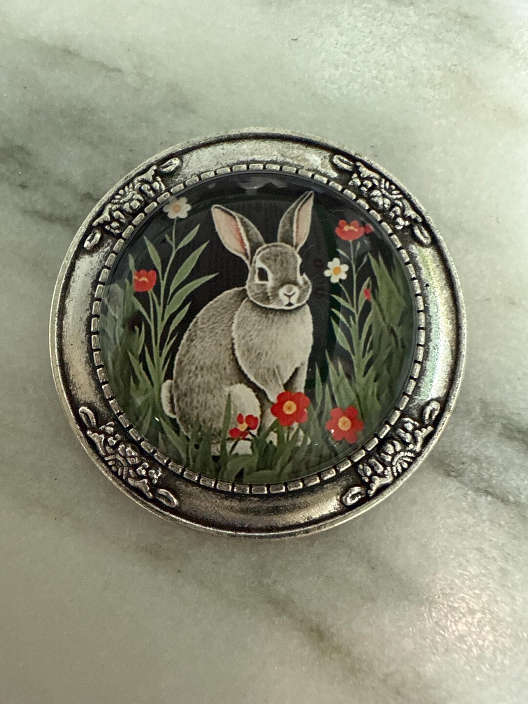 Rascal Rabit Pin Gray Rabbit Brooch: Folk Art Bunny Pin, Silver Tone Metal - Etsy Canada