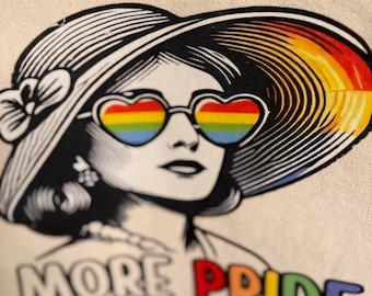 Stor, kraftig tygväska i canvas med stilen Pride over Prejudice, HBTQ-tygväska