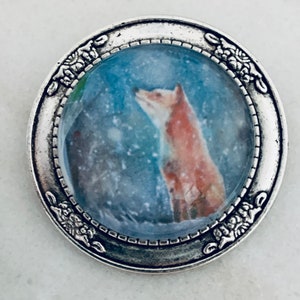 Fox pin, Fox brooch, Fox, Fox jewelry,  fox in snow, gift