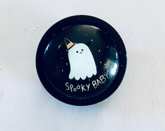 Halloween pin, spooky baby pin, ghost pin, fun October pin